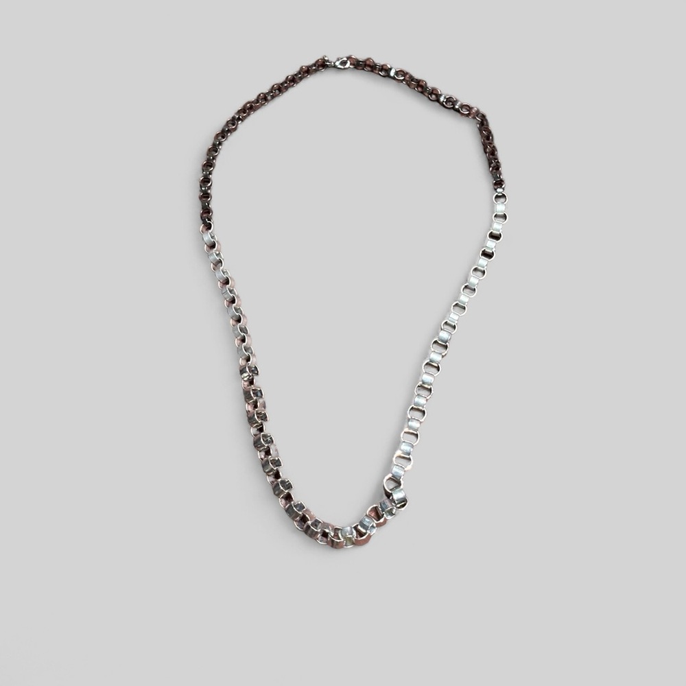 Ann Taylor Loft Stainless Steel 38.5" Circle Link Necklace Women's Black/Silver - Picture 6 of 11